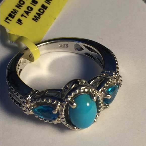 Arizona Sleeping Beauty Turquoise Set in sterling - Picture 6 of 7